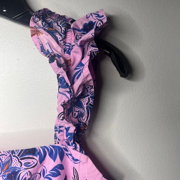 J. Crew Factory Women's Square Neck Floral Midi Dress Size 8P Flutter Sleeve - Picture 6 of 11